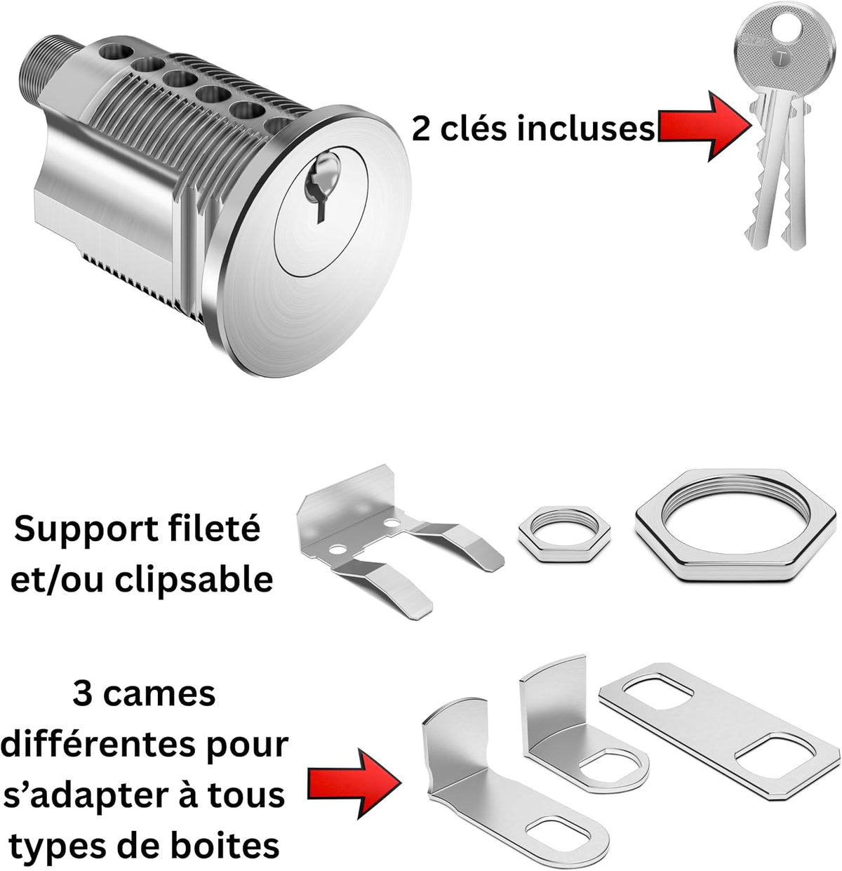 Serrure boîte aux lettres PTT – cames et 2 clés