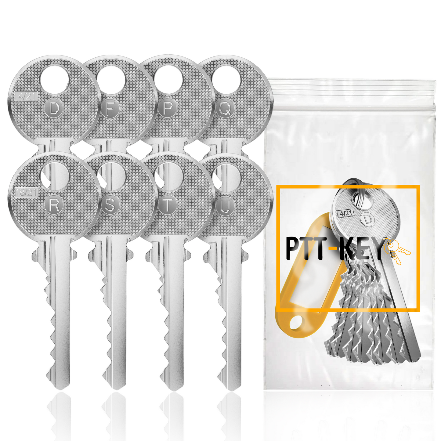 Lot 8 Pass PTT Universelles T10/F10/Q10/R10/S10/U10/P10/D10 | Passe-Partout Boîte aux Lettres Officiel | Clé PTT Agréée Made in France