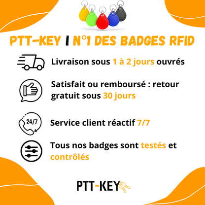 Badge RFID Vigik Universel | Lot 10 Badges NFC Programmables 13.56MHz | Pack Pro MCT Android CUID