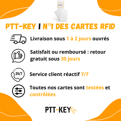 Cartes RFID Vigik Universel | Lot 2 Cartes NFC Programmables 13.56MHz | Pack Pro MCT Android CUID