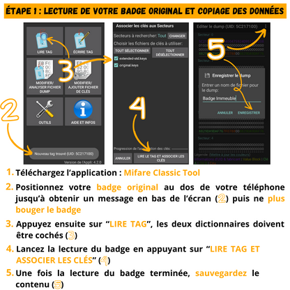 Cartes RFID Vigik Universel | Lot 2 Cartes NFC Programmables 13.56MHz | Pack Pro MCT Android CUID